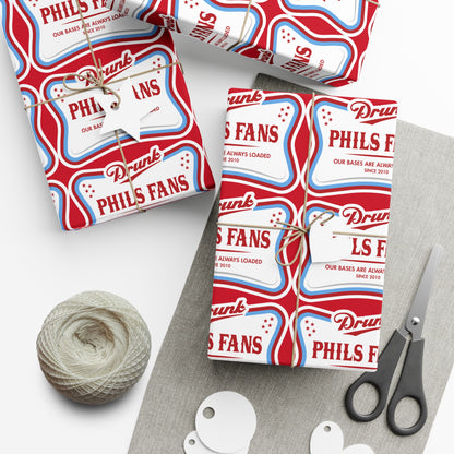 Gift Wrap Papers for Sports Fans, Unique Party Wrapping Paper, Phillies Theme Gift Wrap, Fun Celebration Supplies, Birthday Wrapping, [...]