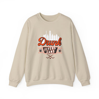 ORANGE Drunk Flyers Fans Crewneck Sweatshirt - Unisex Heavy Blend