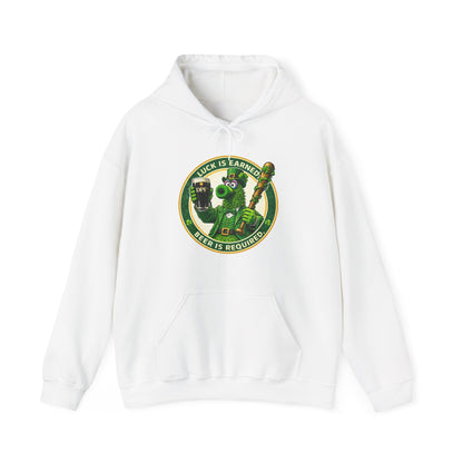 DPF St, Patrick's Day Hoodie — "Luck Is Earned, Beer Is Required"  St. Patrick's Day Graphic